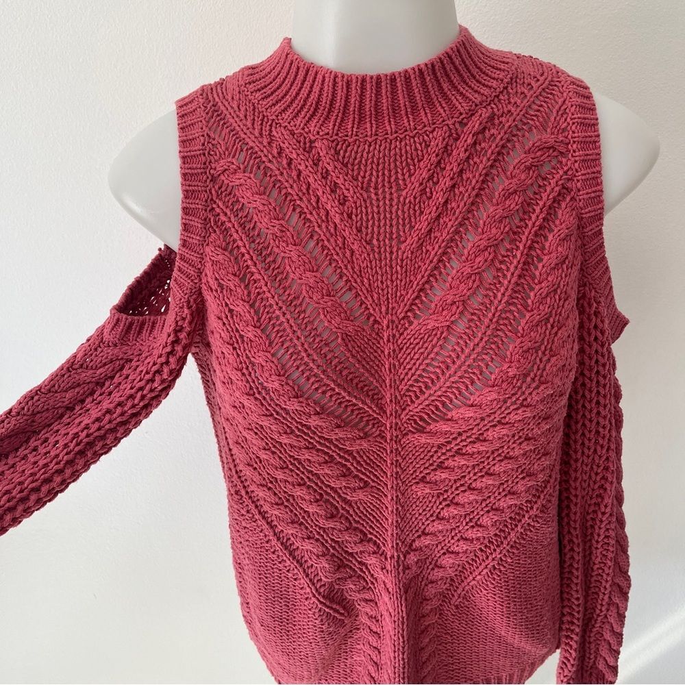 Aeropostale Rose Cable Cold Shoulder Sweater Size S
